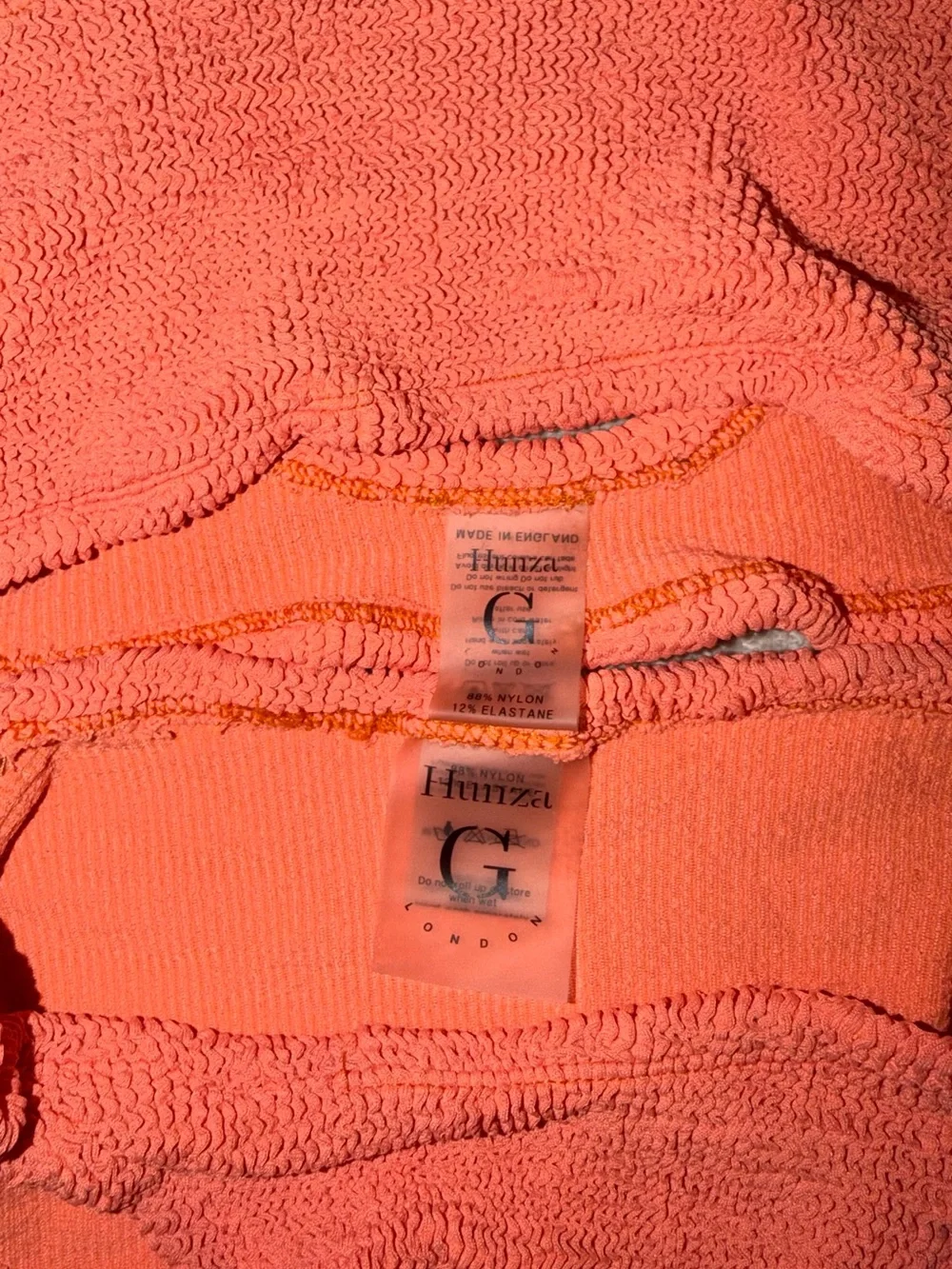 Hunza G Xandra Orange Bikini Set Swimsuit Crinkle Swimwear Revolve Harrods